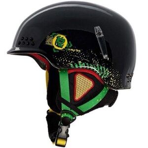 Black Kids K2 Ski Helmet with Green Straps XS